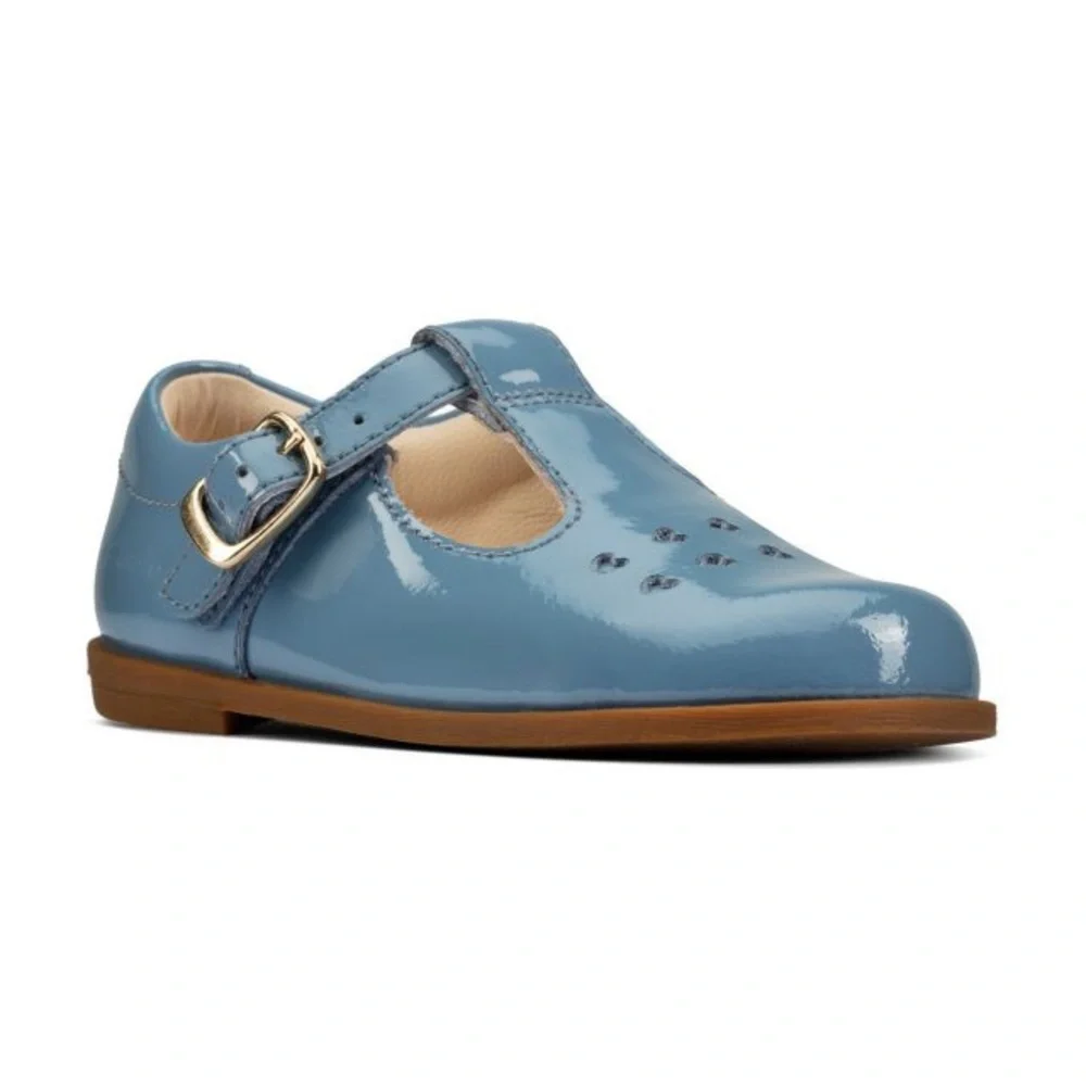 NEW Clarks Drew Play Toddler Leather Shoes, Blue Patent Size UK 5.5G, US 6W £40